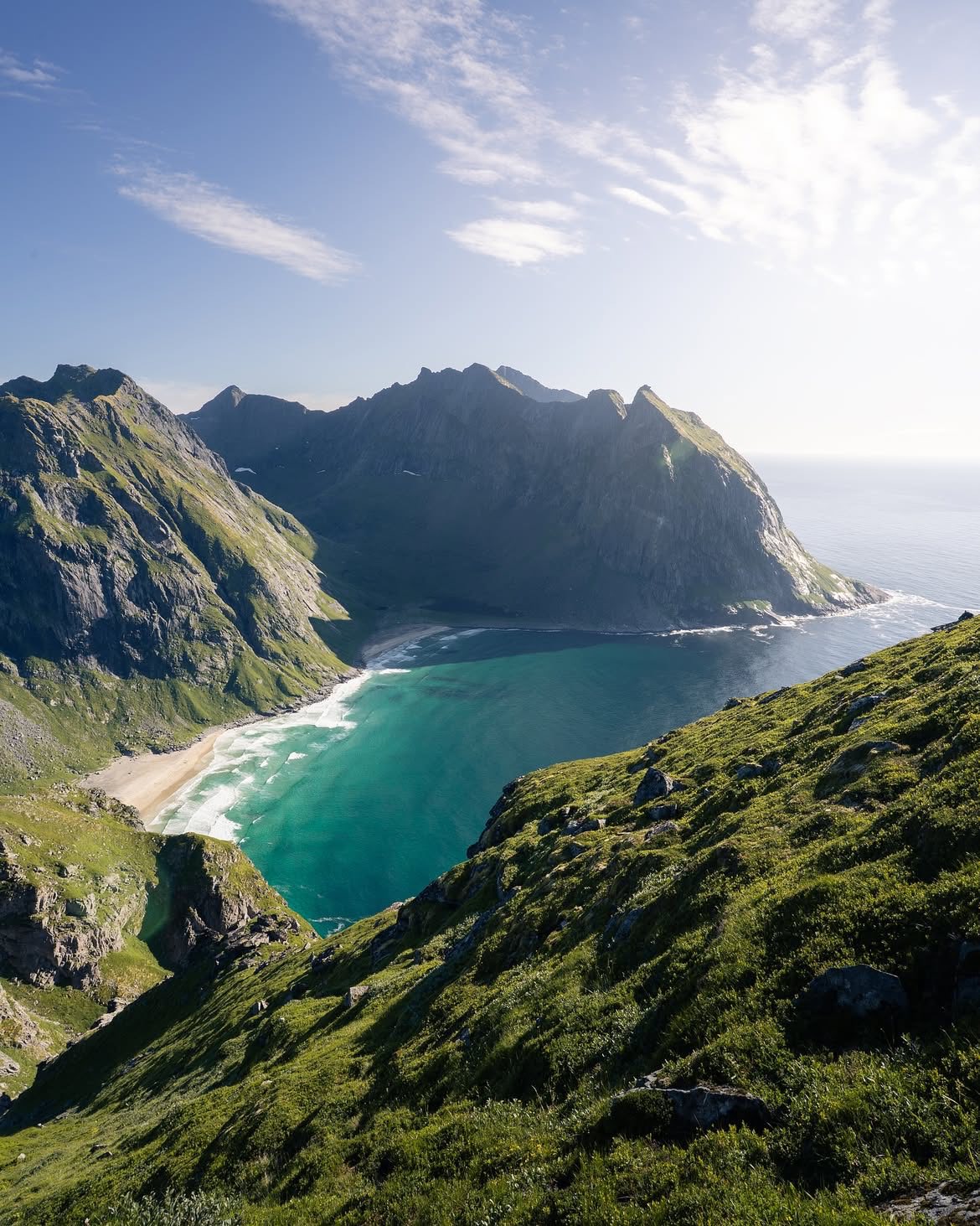 Kvalvika Beach from higher on the same slope